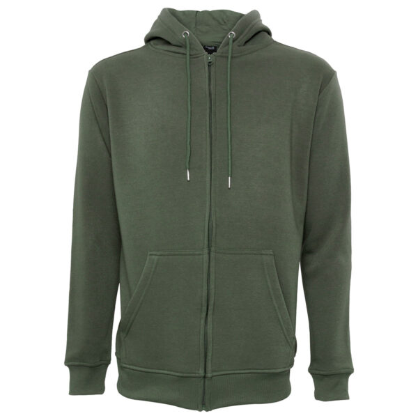 FI94_VERDE_1 SUDADERA FELPA ALGODÓN UNISEX CANG/GORRO COLOR CON CIERRE