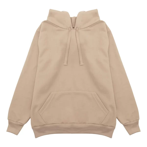 FK93_BEIGE_1 SUDADERA FELPA ALGODÓN NIÑO CAPUCHA Y BOLSA AL FRENTE