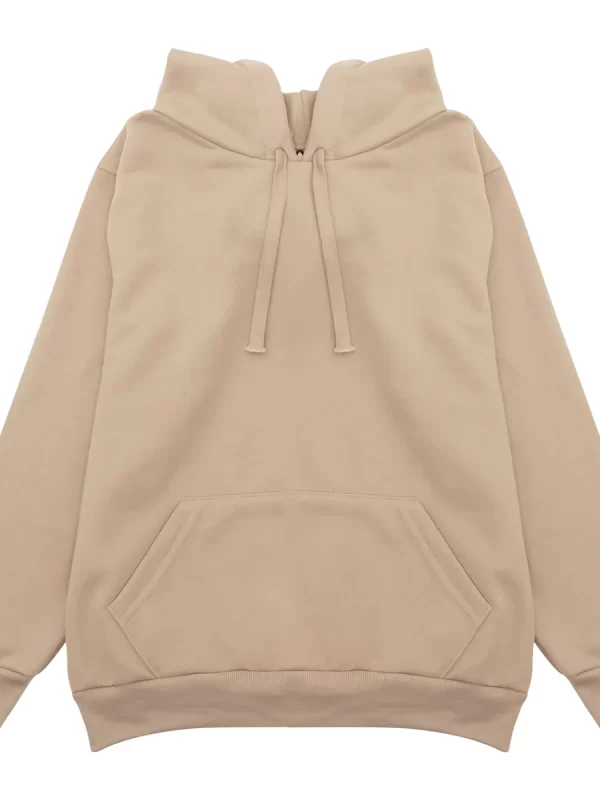 FK93_BEIGE_1 SUDADERA FELPA ALGODÓN NIÑO CAPUCHA Y BOLSA AL FRENTE